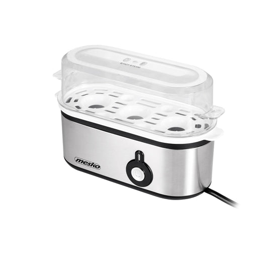 MESKO MS-4485 Cuece Huevos Eléctrico para 3 Huevos, Acero Inoxidable, Protección por Sobre Calentamiento, 350W, Libre de BPA