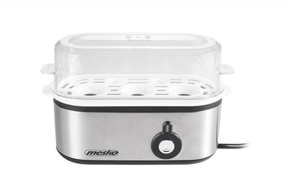 MESKO MS-4485 Cuece Huevos Eléctrico para 3 Huevos, Acero Inoxidable, Protección por Sobre Calentamiento, 350W, Libre de BPA