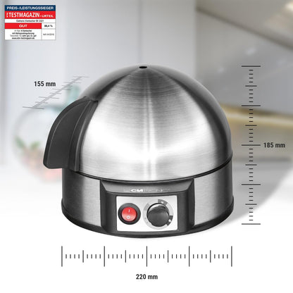 Hervidor de huevos eléctrico Clatronic para hasta 7 huevos | acero inoxidable con ajuste de ebullición fuerte | interruptor de encendido/apagado iluminado | 400 vatios | acero inoxidable | EK 3321