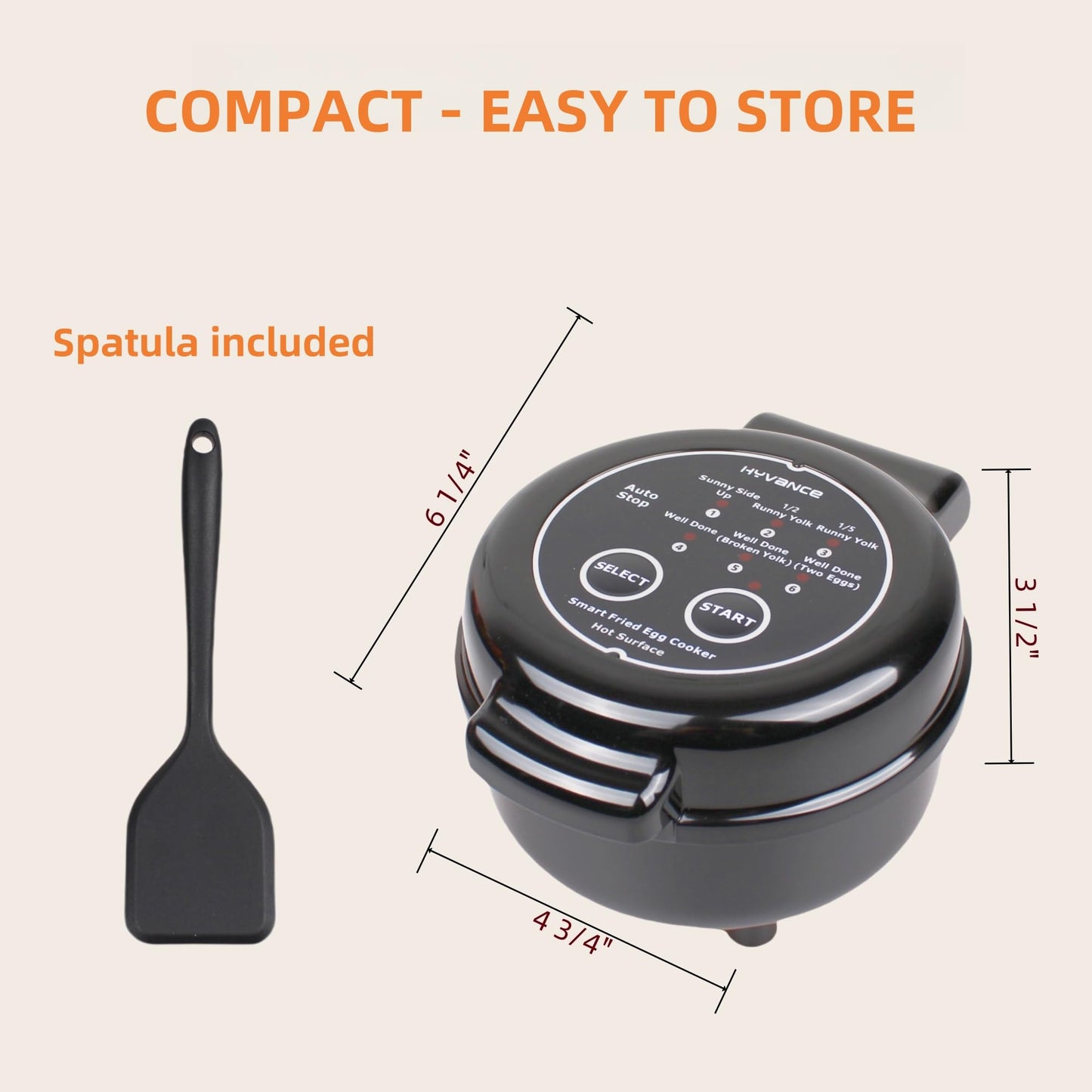 Hyvance Smart Cocina de Huevos Fritos, Cocinado a Baja Temperatura, Haz huevos fritos tipo Sunny side up, Over easy, etc. Se detiene automáticamente con alerta de sonido cuando está listo