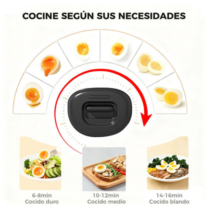 YASHE Cocedor de huevos, 7 huevos duros, para escalfar huevos, tortillas, bandeja y recipiente para huevos libres de BPA, señal acústica