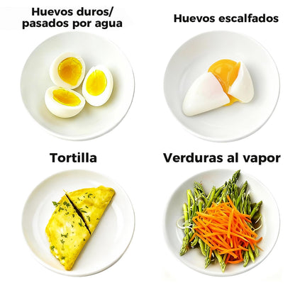 YASHE Cocedor de huevos, 7 huevos duros, para escalfar huevos, tortillas, bandeja y recipiente para huevos libres de BPA, señal acústica