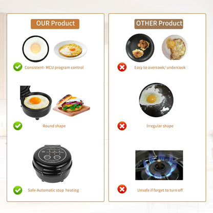 Hyvance Smart Cocina de Huevos Fritos, Cocinado a Baja Temperatura, Haz huevos fritos tipo Sunny side up, Over easy, etc. Se detiene automáticamente con alerta de sonido cuando está listo