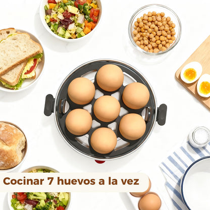 YASHE Cocedor de huevos, 7 huevos duros, a la plancha y pasados por agua, Incluye vaso medidor, bandeja y tapa libres de BPA, Apagado automático, Apagado automático