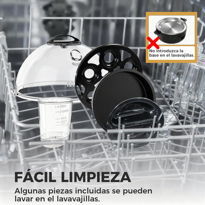 YASHE Cocedor de huevos, 7 huevos duros, para escalfar huevos, tortillas, bandeja y recipiente para huevos libres de BPA, señal acústica