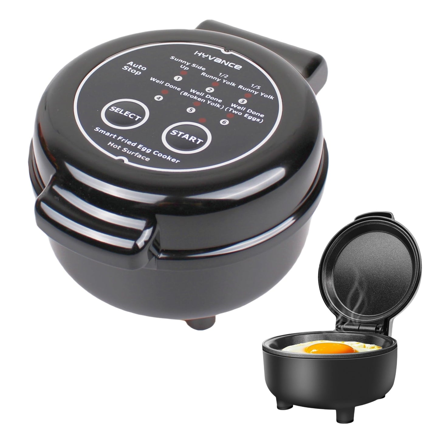 Hyvance Smart Cocina de Huevos Fritos, Cocinado a Baja Temperatura, Haz huevos fritos tipo Sunny side up, Over easy, etc. Se detiene automáticamente con alerta de sonido cuando está listo