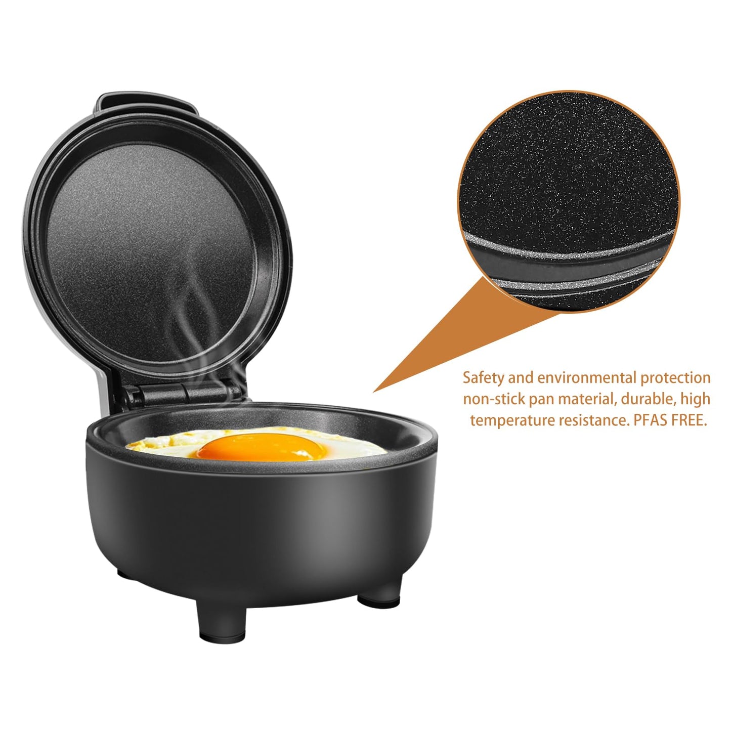 Hyvance Smart Cocina de Huevos Fritos, Cocinado a Baja Temperatura, Haz huevos fritos tipo Sunny side up, Over easy, etc. Se detiene automáticamente con alerta de sonido cuando está listo