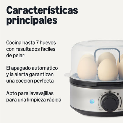 Amazon Basics Hervidor eléctrico y escalfador de huevos, capacidad para 7 huevos, sin BPA, negro