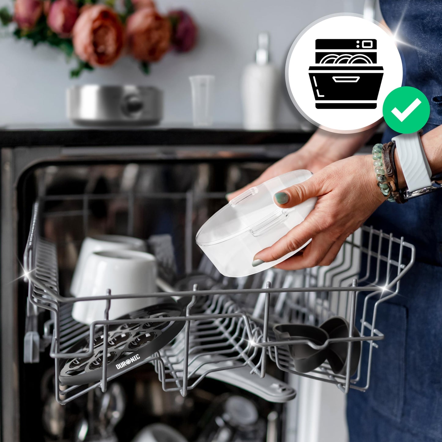 Duronic EB40 BK Hervidor de huevos | Potencia 400W | 7 huevos | Cocción con termostato | Huevos duros, huevos mollet, huevos pasados por agua | Apagado automático | Accesorio para escalfar